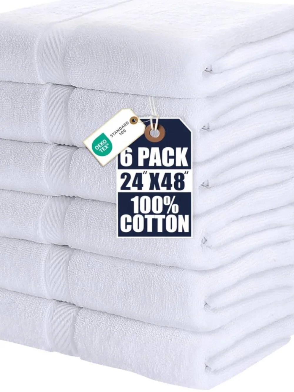 Brand New Utopia Towels 6-Pack White Bath Towels (24 x 48 Inches)